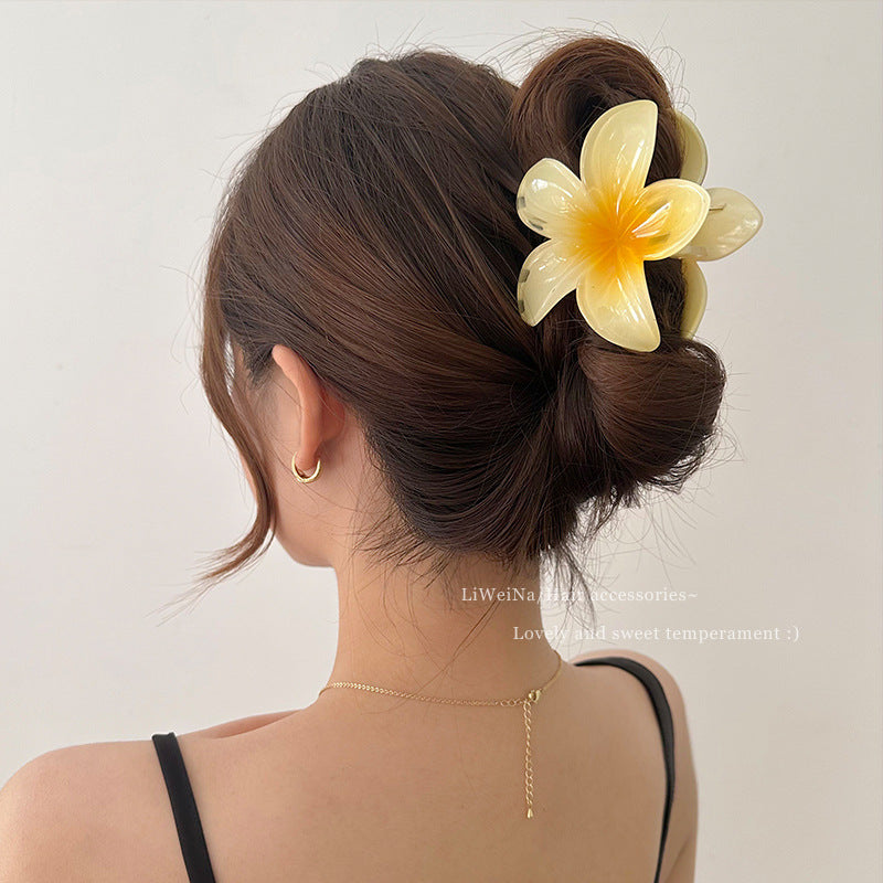 Poppin - Pince Cheveux Fleur Hawaïenne - réf White Yellow