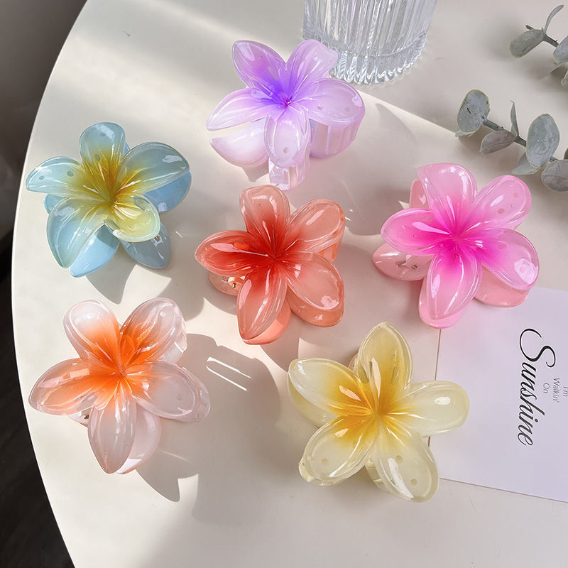 Poppin - 3x Pinces Cheveux Fleur Hawaïenne - réf Orange Saumon
