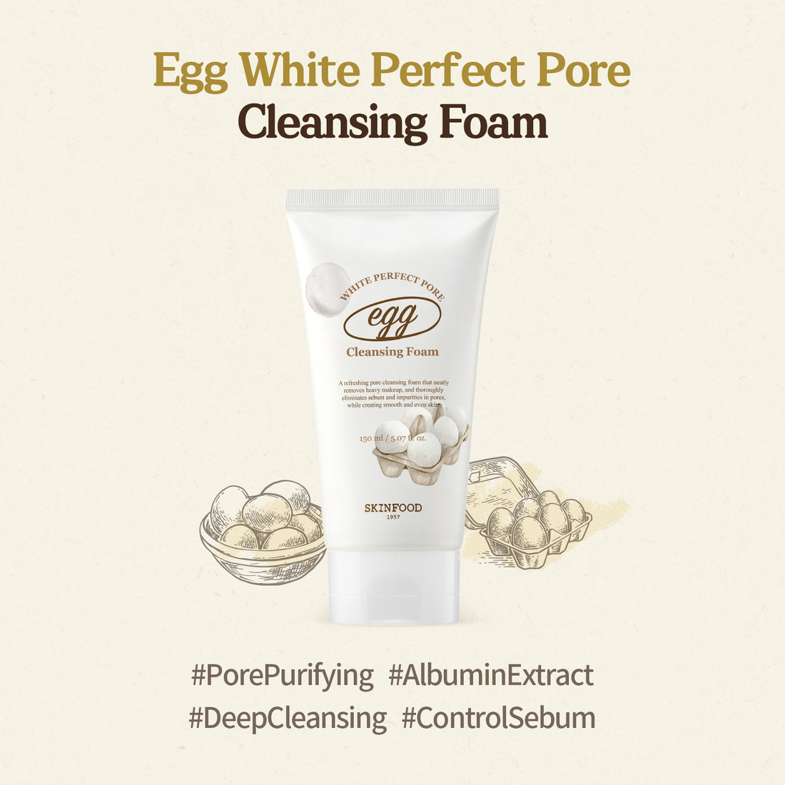SKINFOOD - Egg White Perfect Pore Cleansing Foam - 150ml