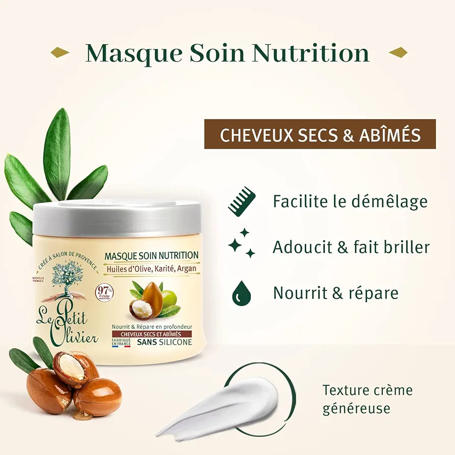 LE PETIT OLIVIER - Masque Nutrition Huiles d'olives Karité et Argan - 330ml