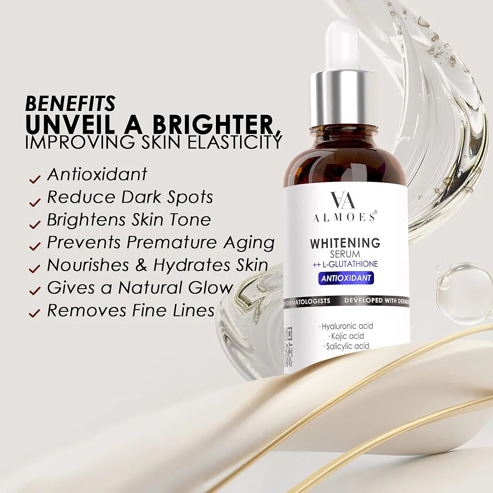 ALMOES – L-Glutathione Serum for skin Whitening, Balance Skin Tone - 30ml