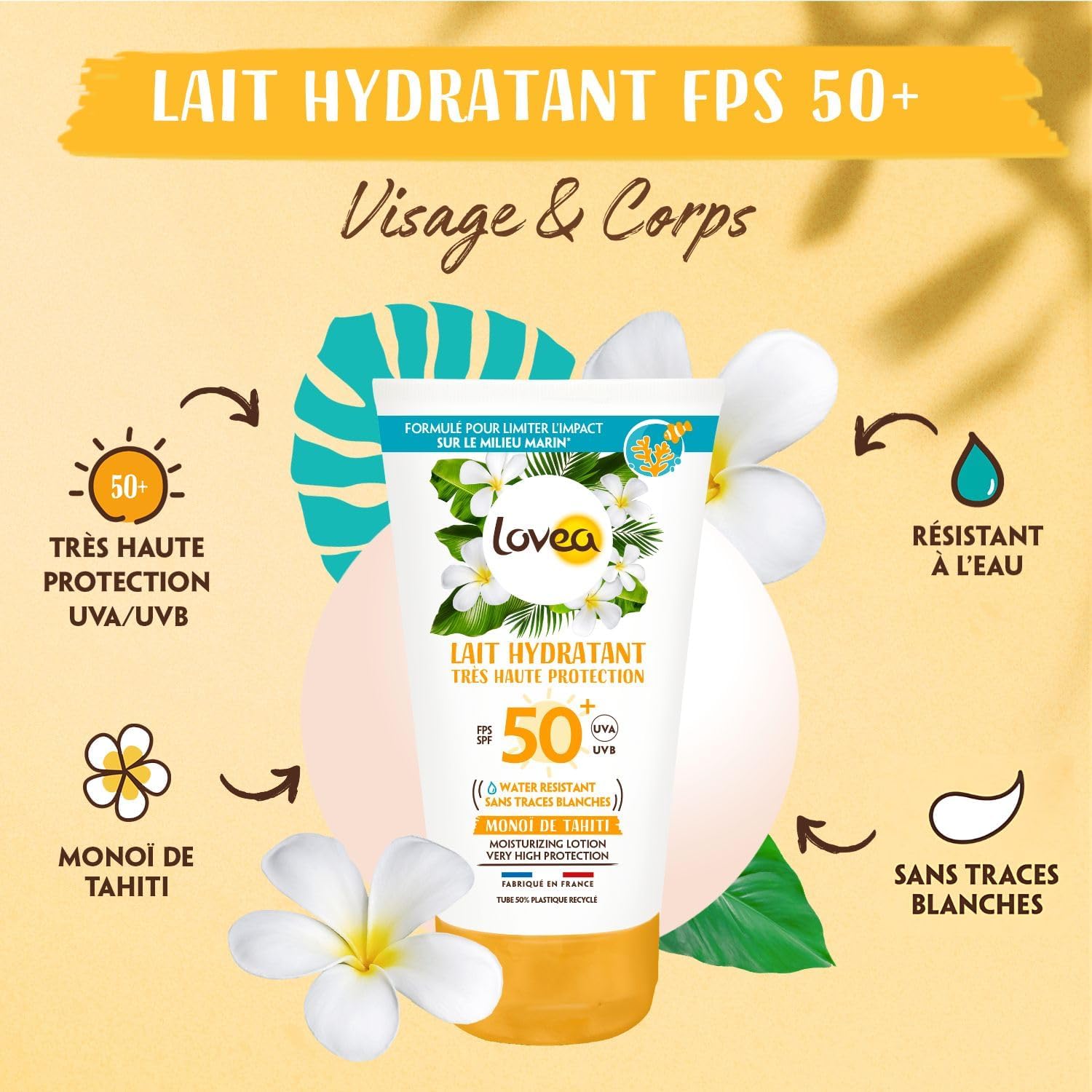 LOVEA - Lait Hydratant SPF50+ Très Haute Protection Monoï de Tahiti - 150ml