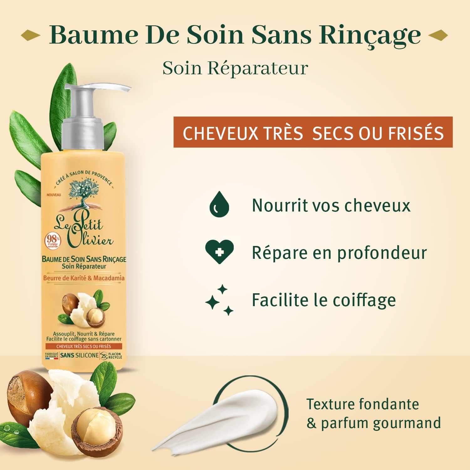 LE PETIT OLIVIER - Baume de Soin Sans Rinçage Beurre de Karité et Macadamia - 200ml