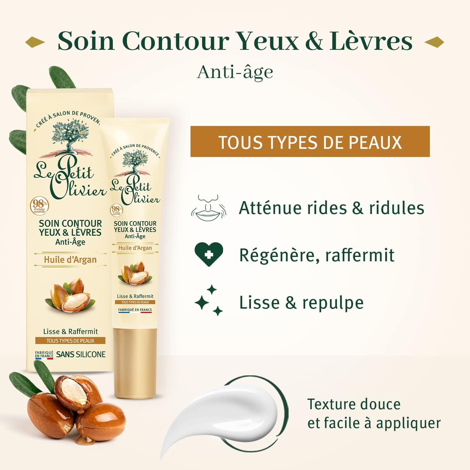 LE PETIT OLIVIER - Soin Contour Yeux & Lèvres Anti-Âge Huile d'argan - 15ml