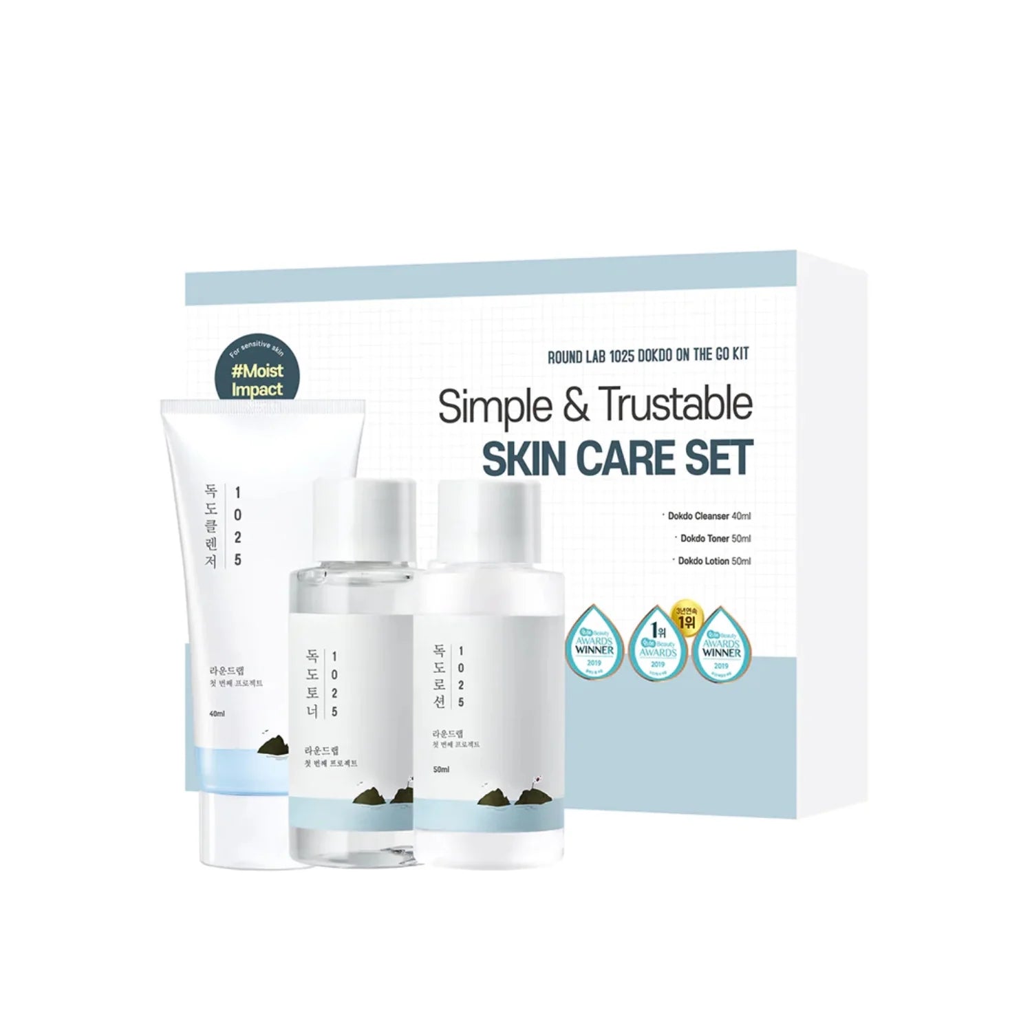 ROUND LAB - 1025 DOKDO ON THE GO KIT SKIN CARE BASIC SET ( 3pcs)