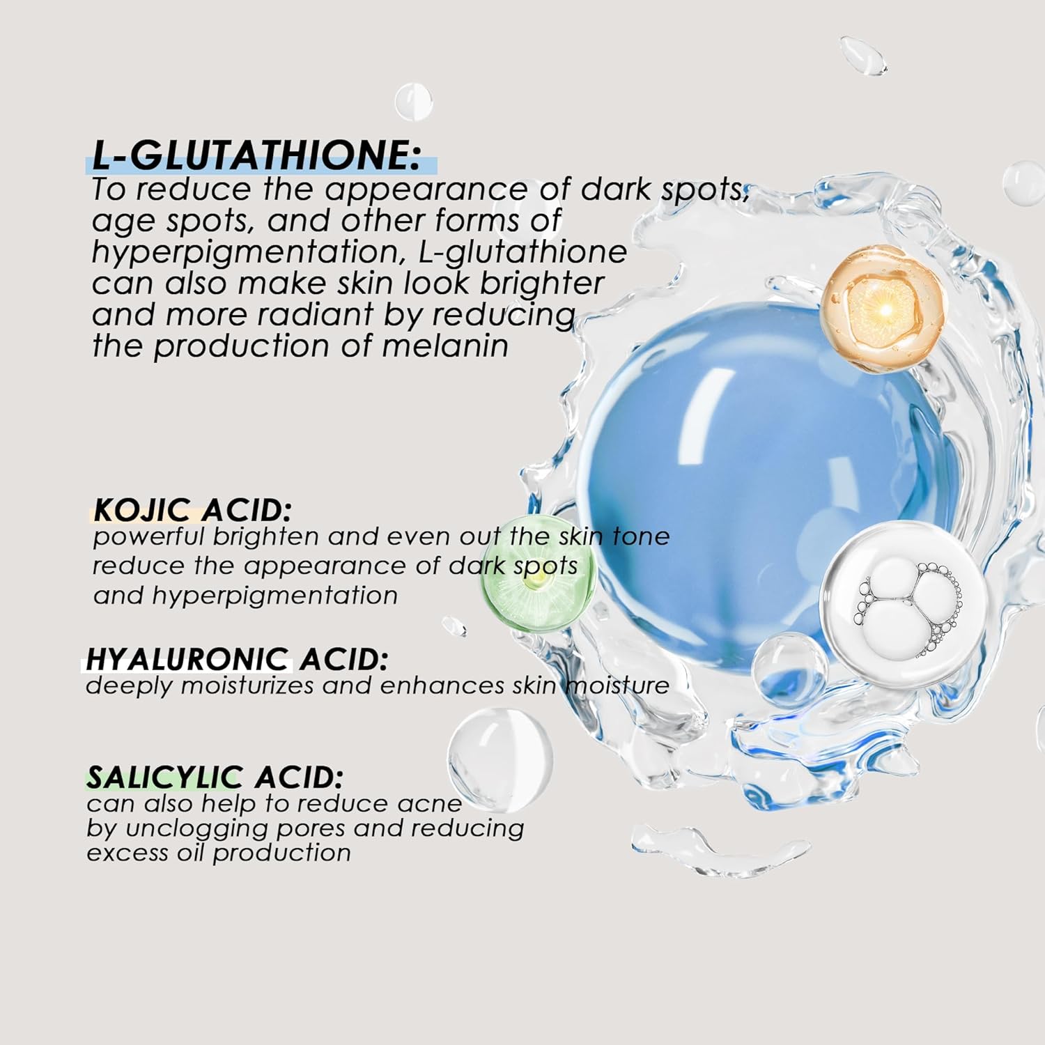 ALMOES – L-Glutathione Serum for skin Whitening, Balance Skin Tone - 30ml