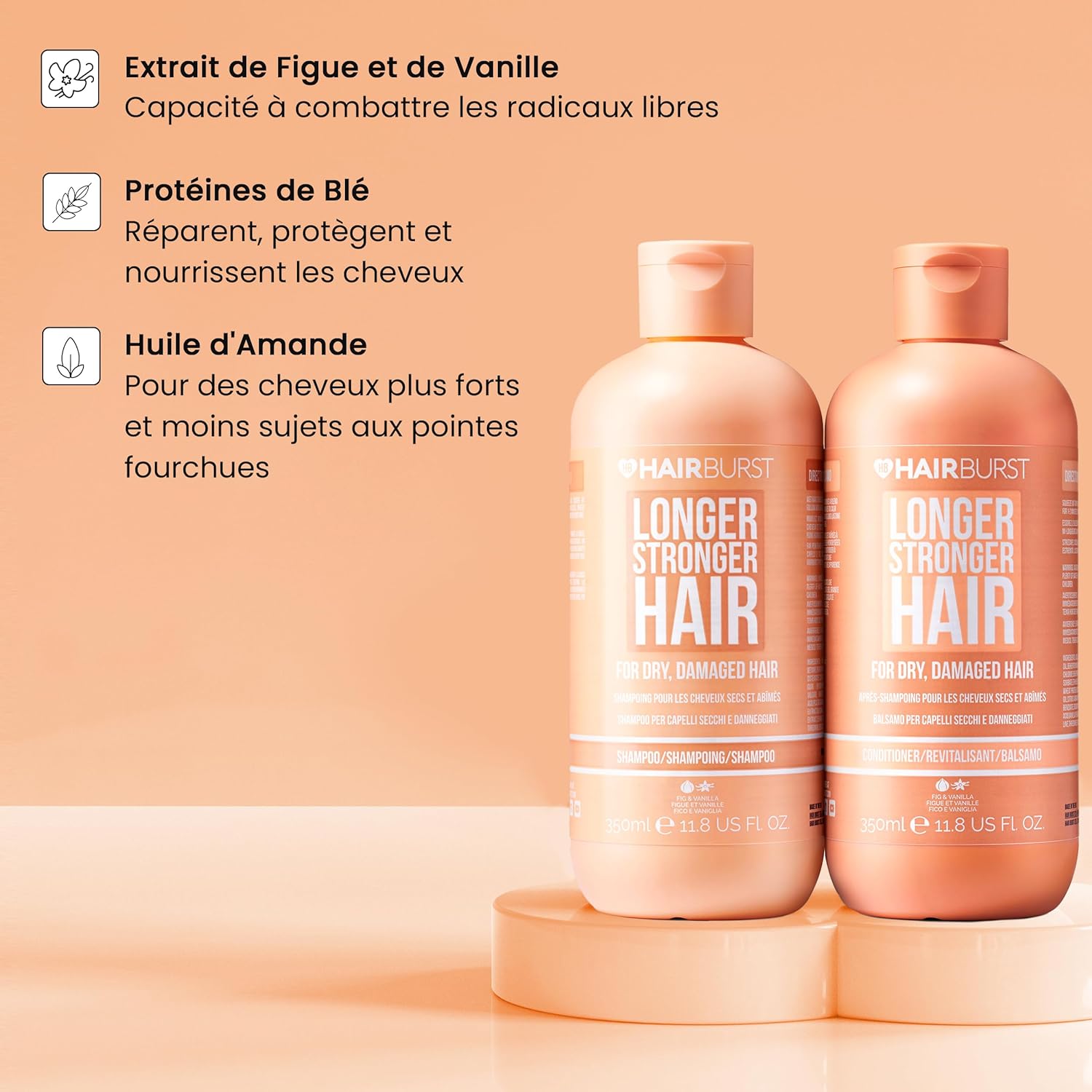 HAIRBURST - Shampoing + Conditioner Pour Cheveux Secs et Abîmés - 350ml