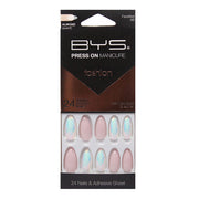BYS - Press On Manicure - réf Facetted AB Pink Almond ( 24pcs )