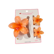 Poppin - 3x Pinces Cheveux Fleur Hawaïenne - réf Orange Saumon