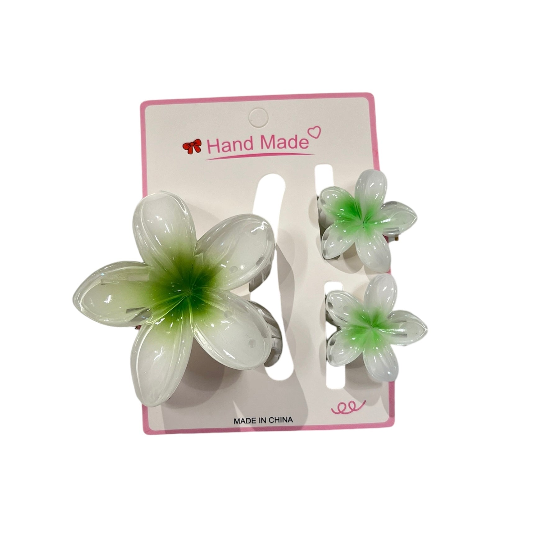Poppin - 3x Pinces Cheveux Fleur Hawaïenne - réf Green