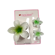 Poppin - 3x Pinces Cheveux Fleur Hawaïenne - réf Green