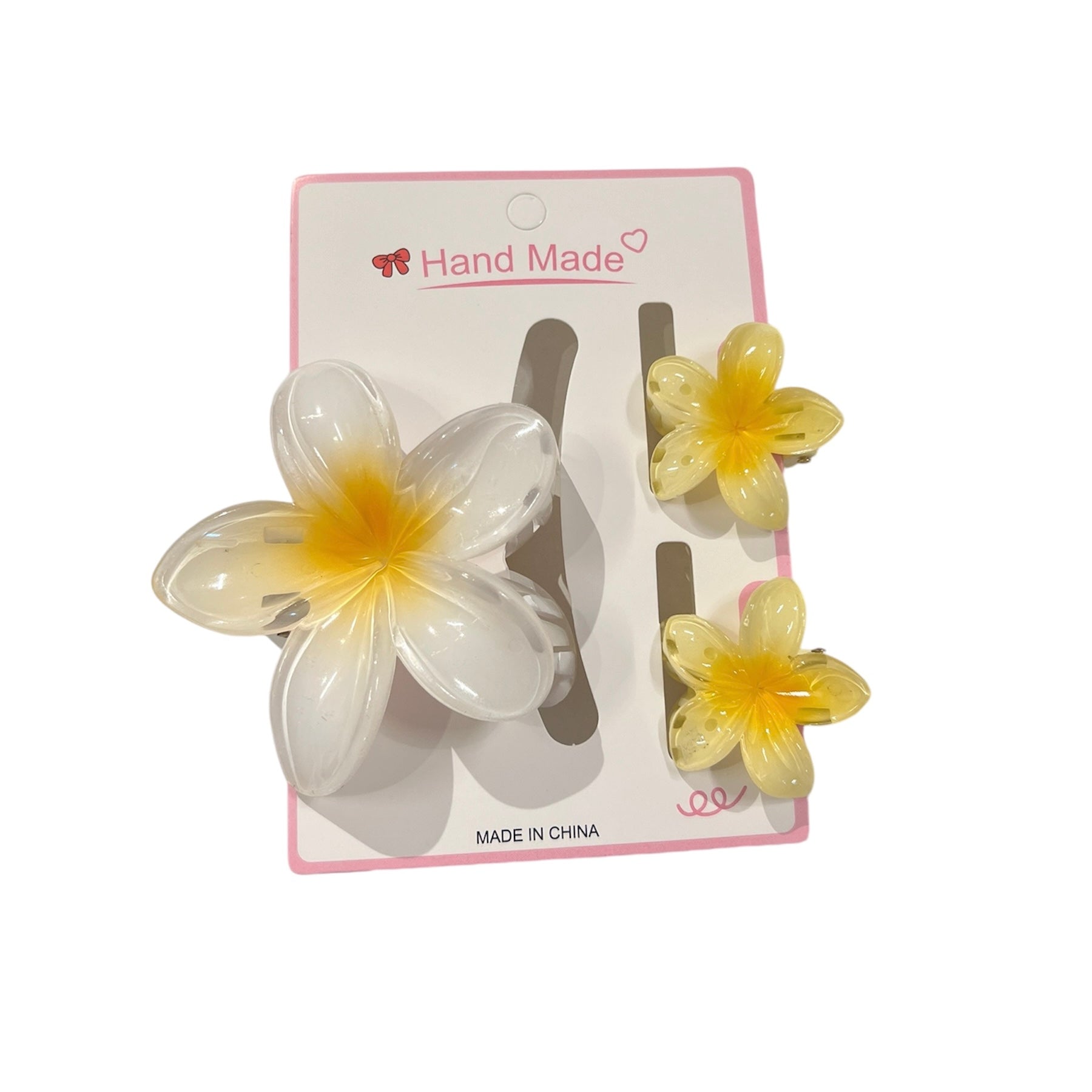 Poppin - 3x Pinces Cheveux Fleur Hawaïenne - réf White Yellow