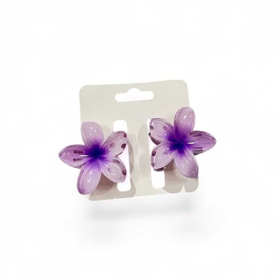 Poppin - 2x MINI Pince Cheveux Fleur Hawaïenne - réf Purple