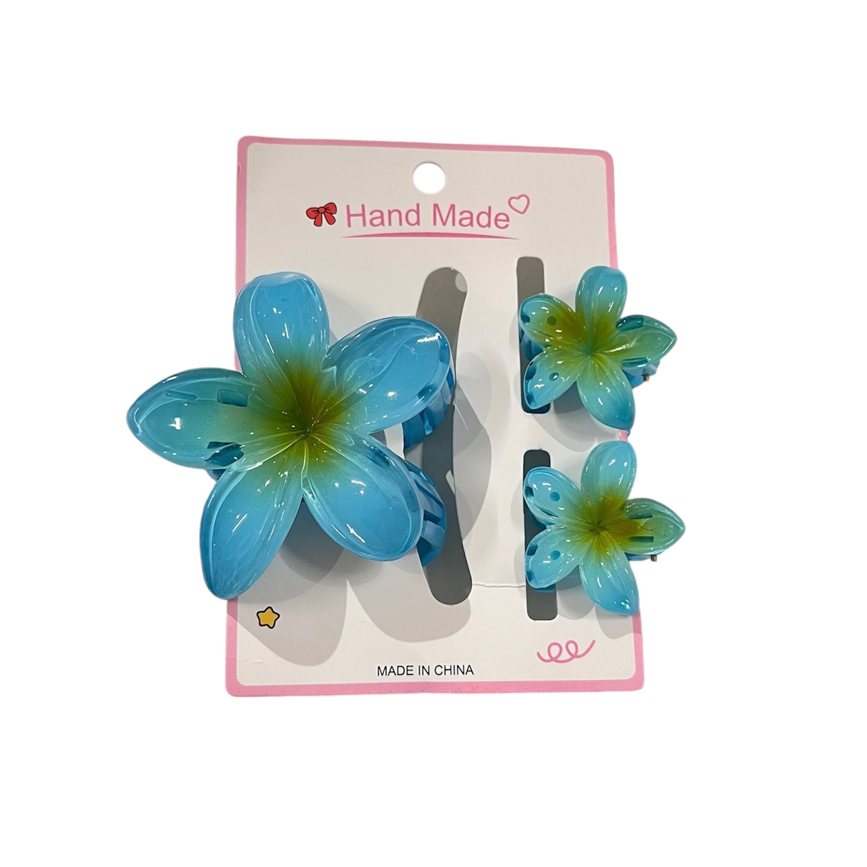 Poppin - 3x Pinces Cheveux Fleur Hawaïenne - réf Bleu