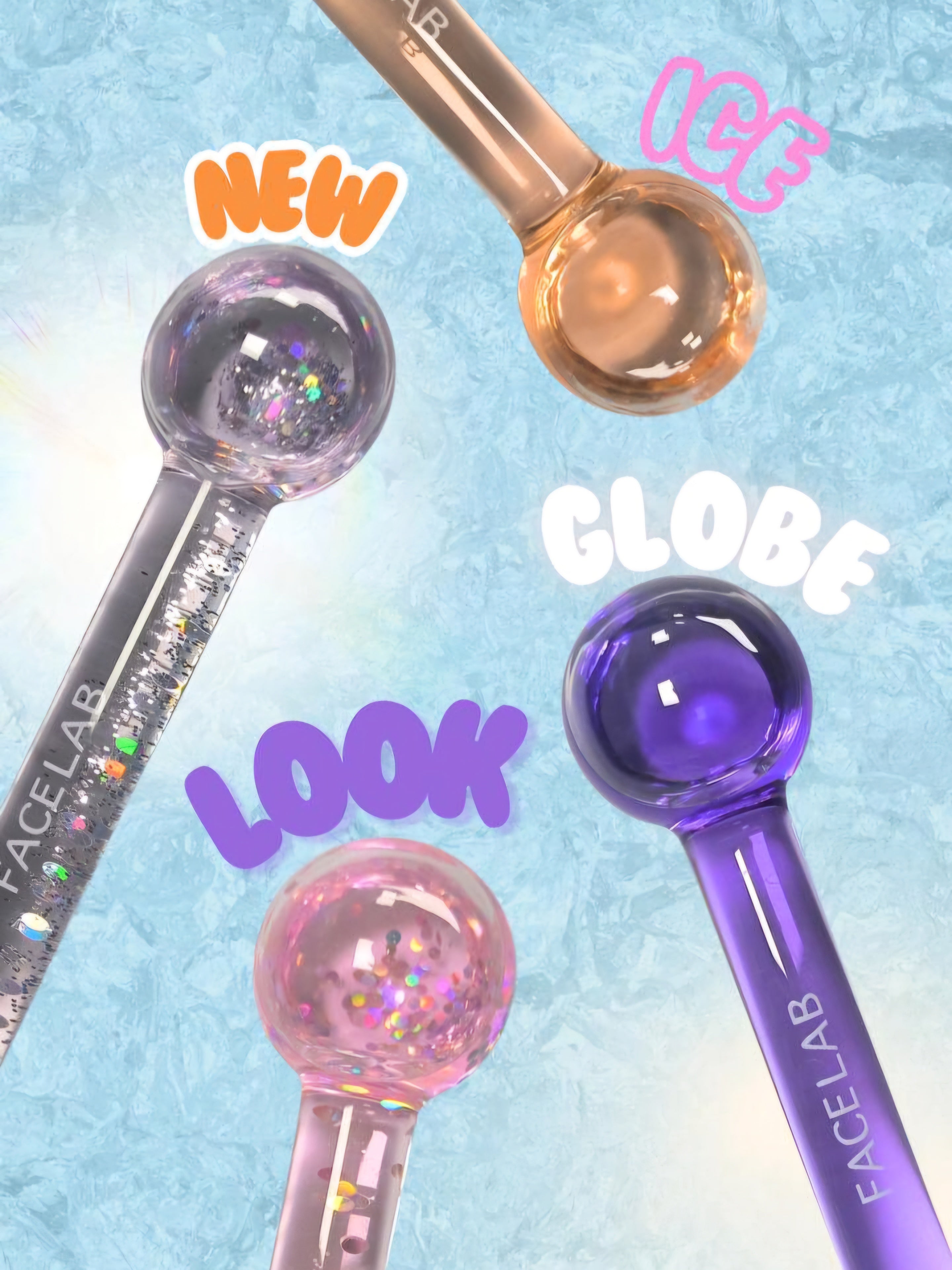 FACELAB - Facial Massage Ball Cryo Globes - réf Light Lilac Glitter