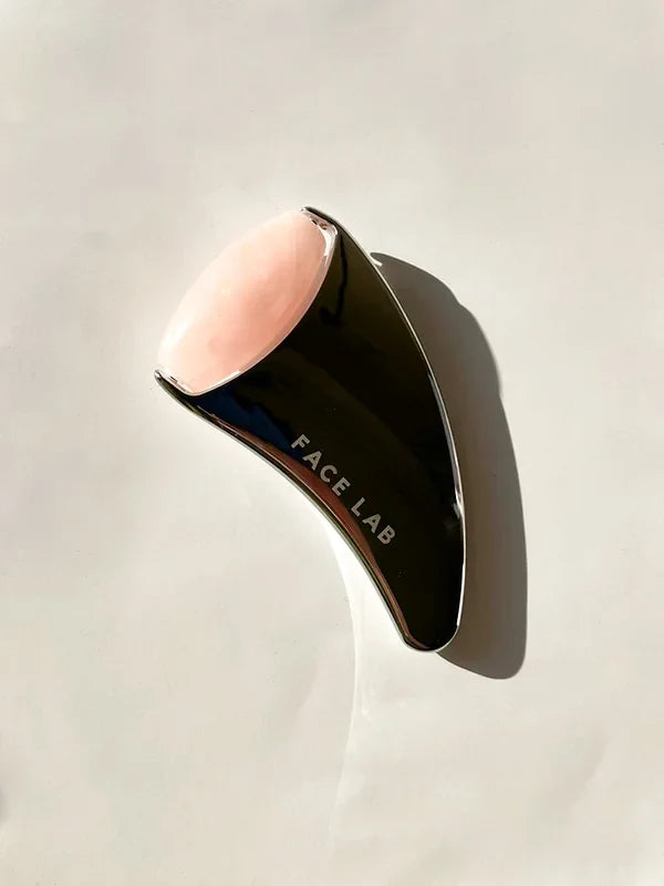 FACELAB - 2in1 Rose Quartz Stainless Steel Gua Sha & Rose Quartz Roller