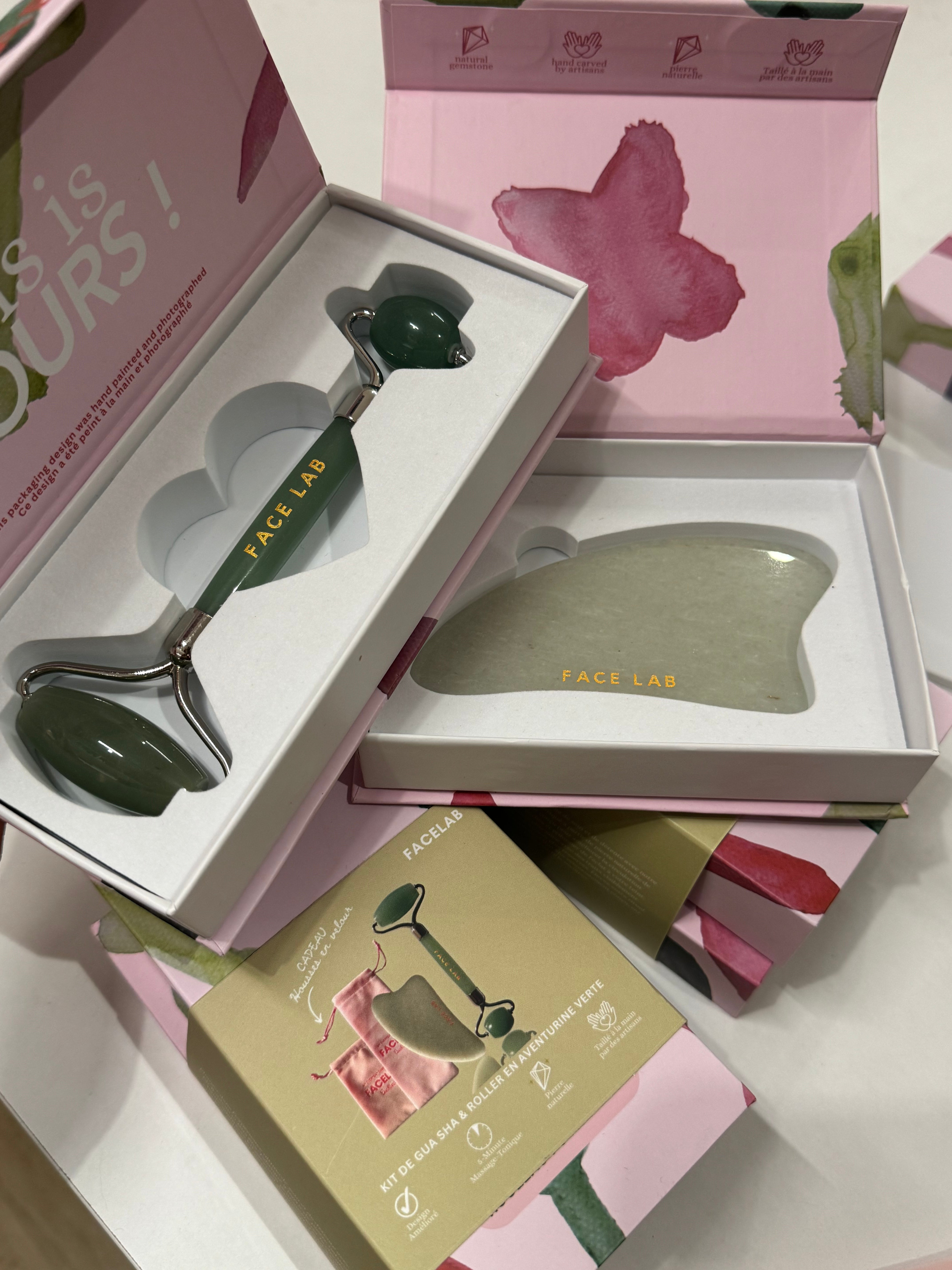 FACELAB -Green Aventurine Face Yoga Essentials Kit - Roller & Guasha