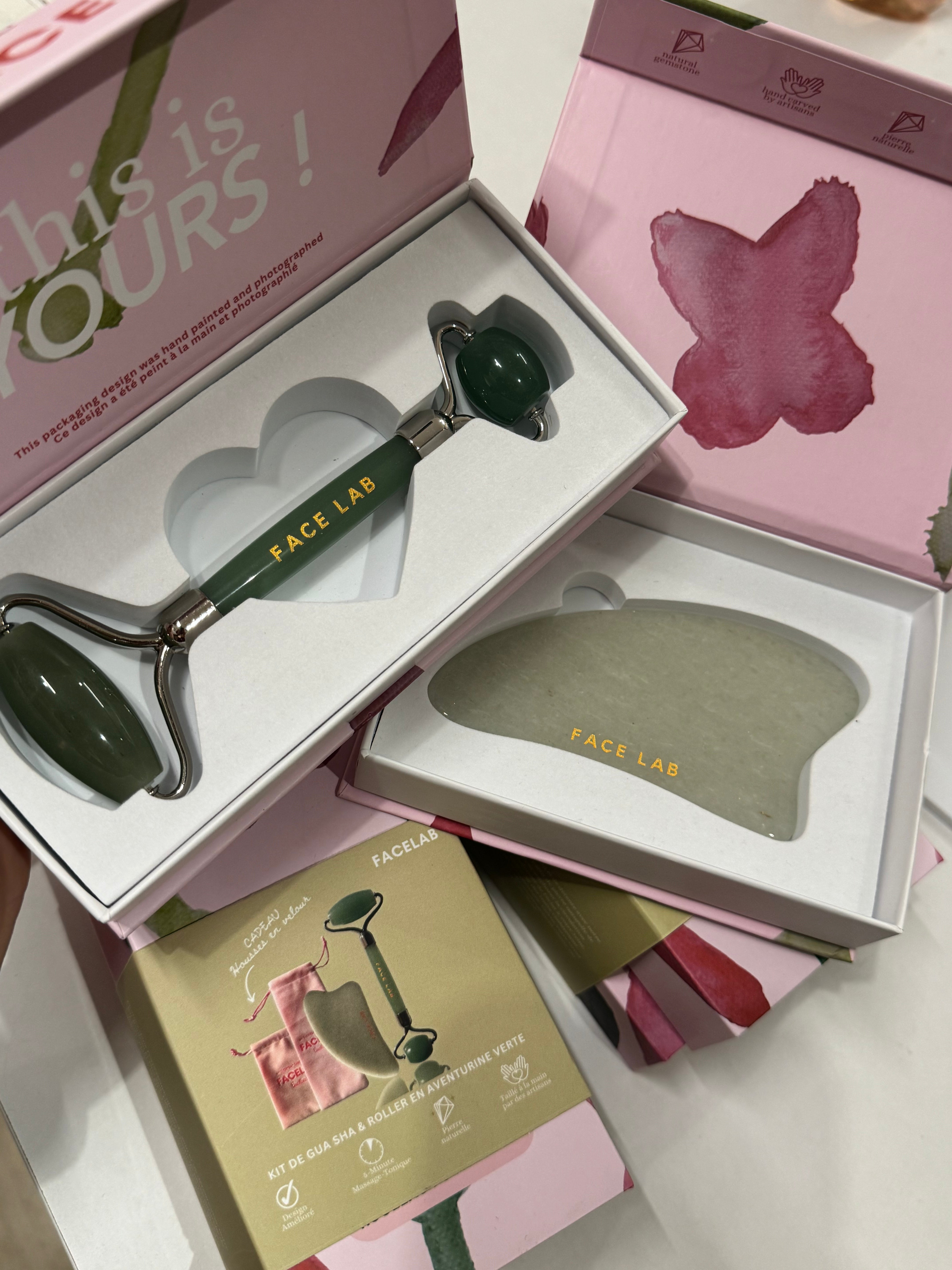 FACELAB -Green Aventurine Face Yoga Essentials Kit - Roller & Guasha