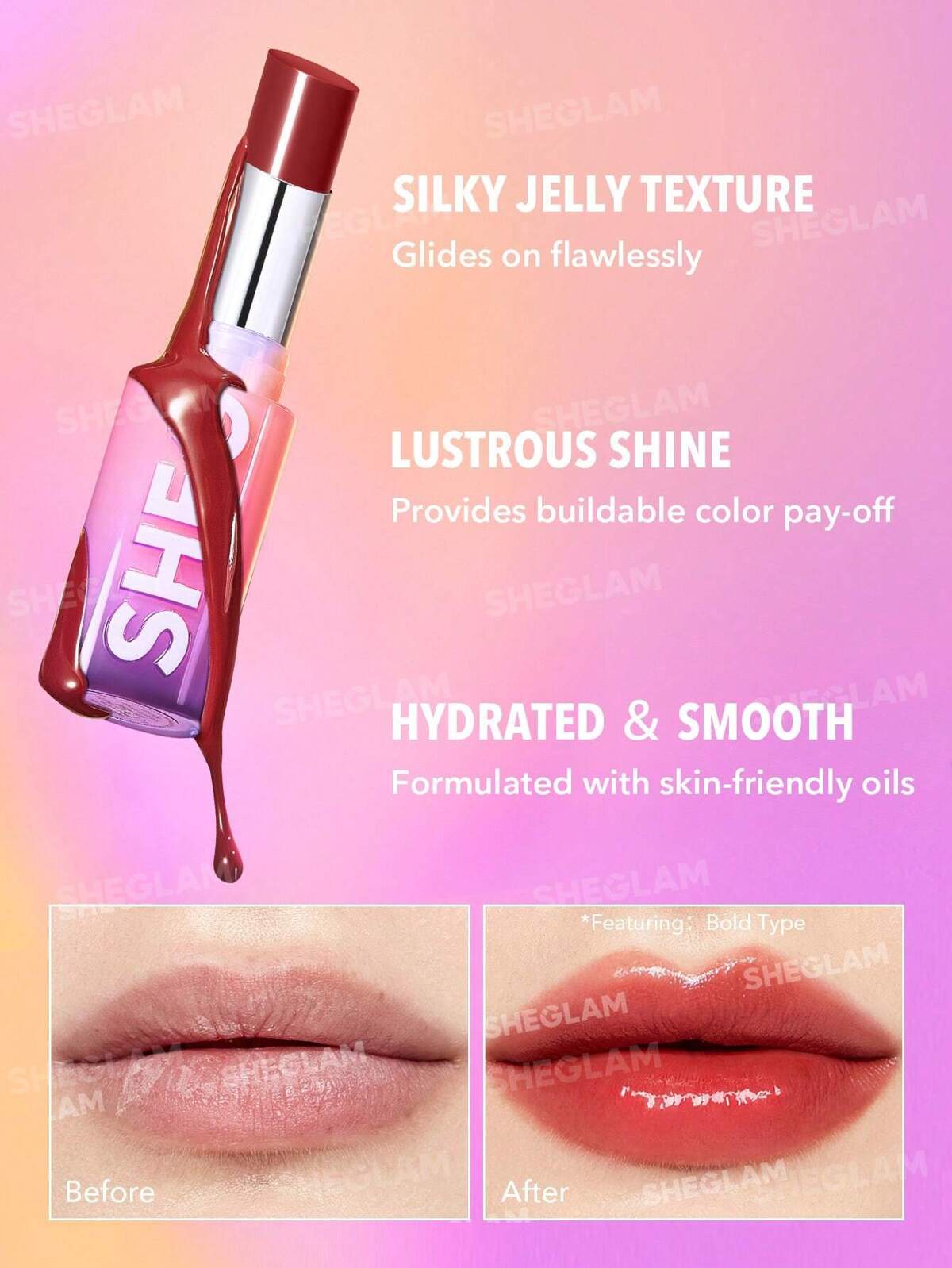SHEGLAM -Mirror kiss high-shine lipstick-High Key