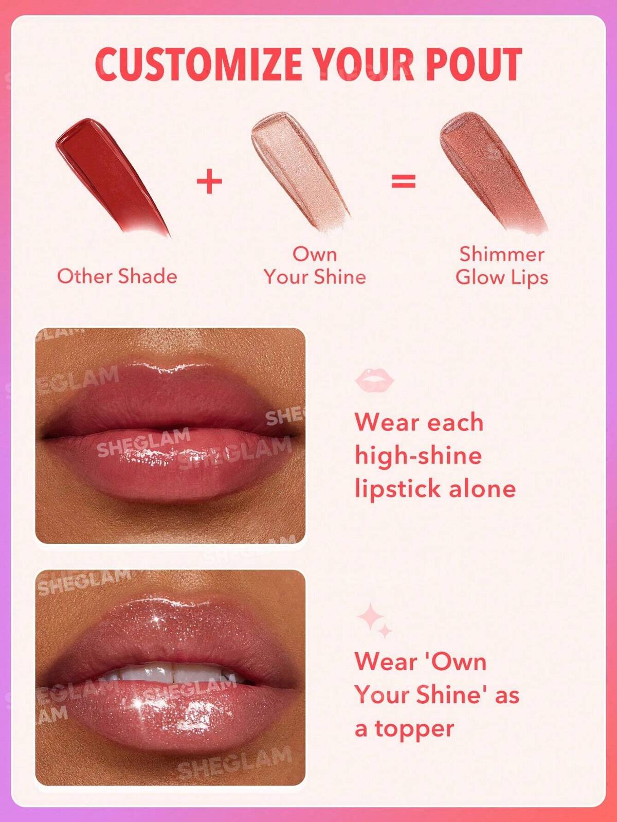 SHEGLAM -Mirror kiss high-shine lipstick-Own your Shine