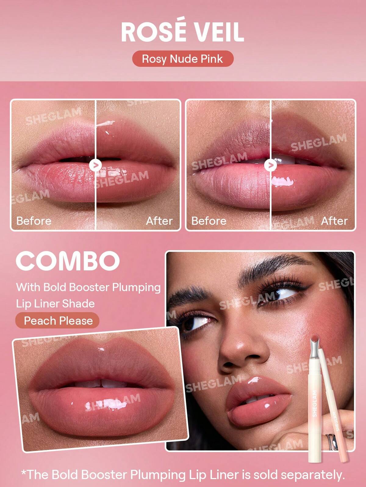 SHEGLAM -Bold Booster Lip Plumper- Rosé Veil