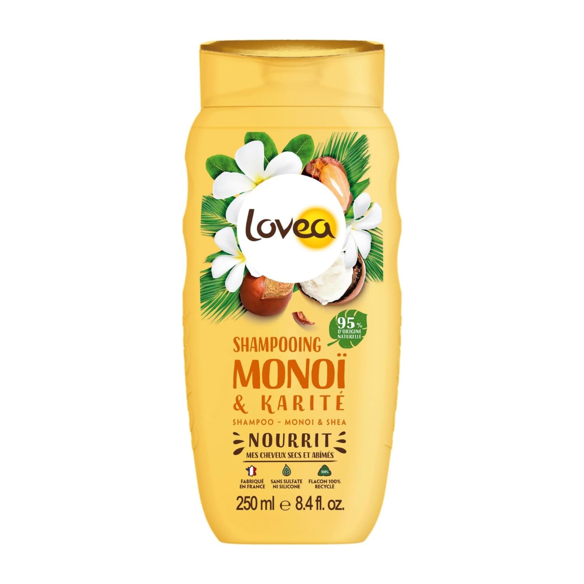 LOVEA - Shampooing Monoi, Karité & Shea - Cheveux Secs et Abîmés - 250ml