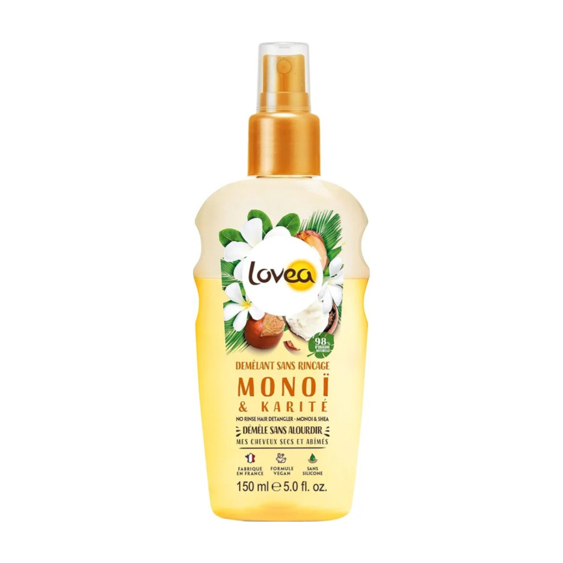 LOVEA - Spray Démêlant Monoi, Karité & Shea - Cheveux Secs et Abîmés - 150ml