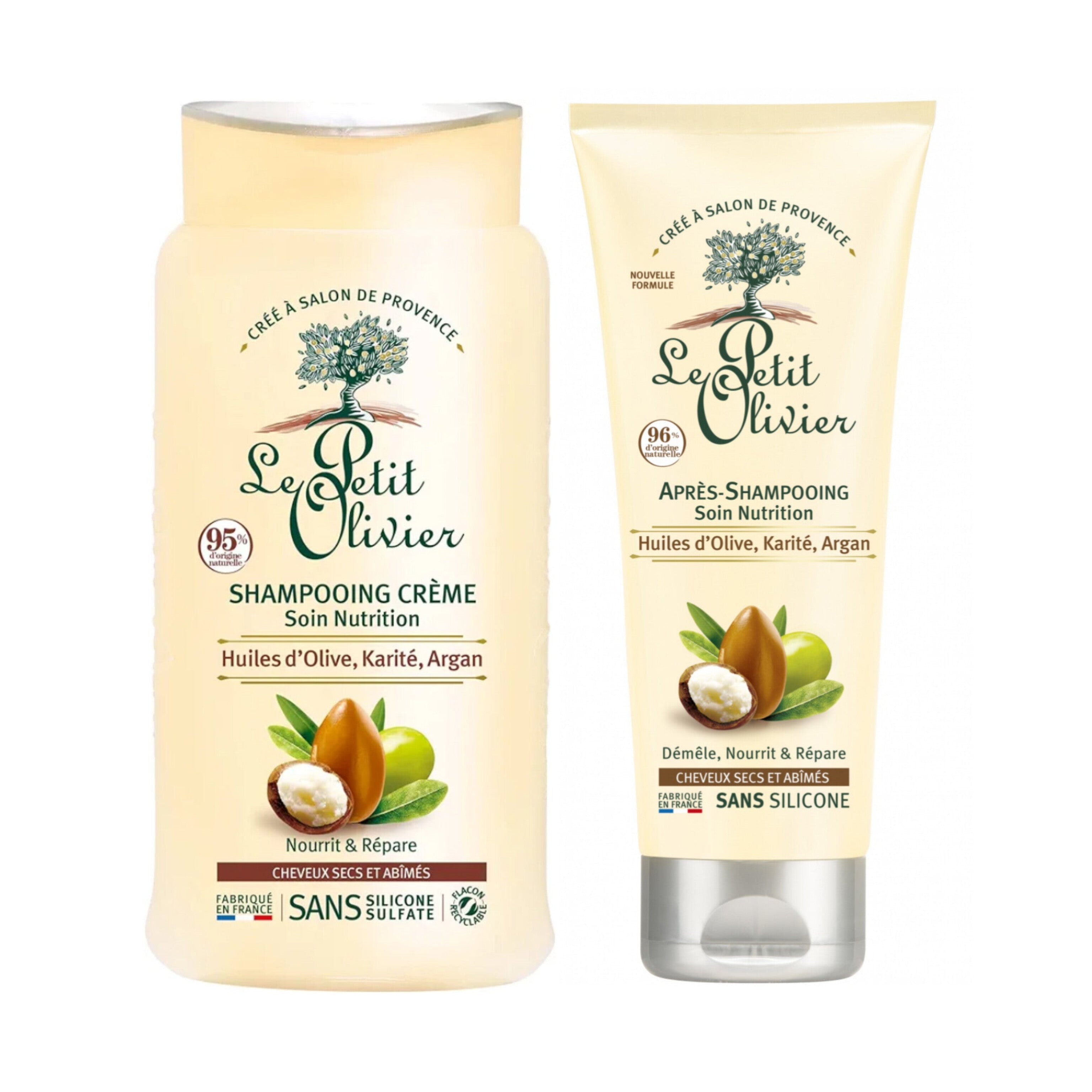 LE PETIT OLIVIER - Duo Shampoingem et Après Shampooing Crème Nutrition Huile d'Olive Karité et Argan - 250ml