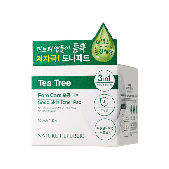 NATURE REPUBLIC - Good Skin Tea Tree Ampoule Toner Pad Pore Care - 50 pads