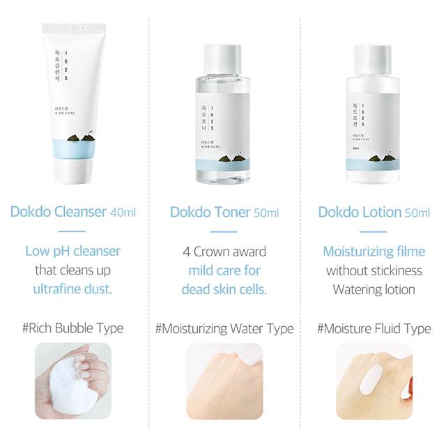 ROUND LAB - 1025 DOKDO ON THE GO KIT SKIN CARE BASIC SET ( 3pcs)