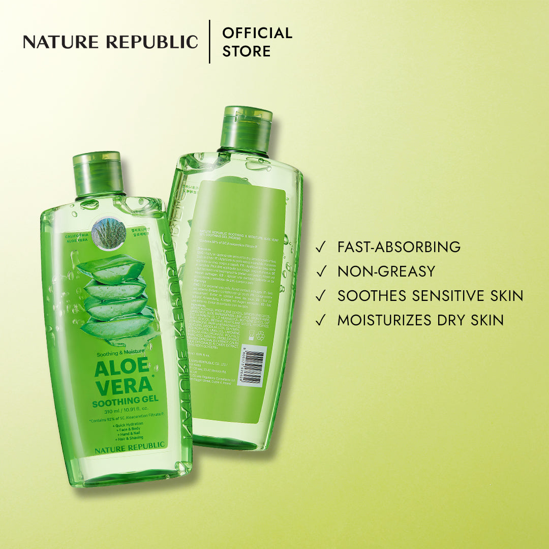 NATURE REPUBLIC - Gel Soothing & Moisture Aloe Vera Bottle 92%- 310ml