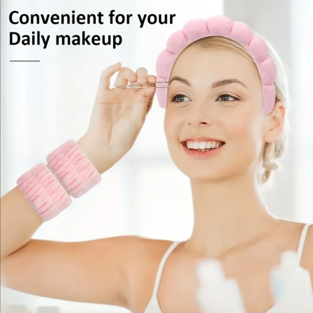 POPPIN - Bandeau de lavage de tête & poignets - réf Beige ( 3pcs )
