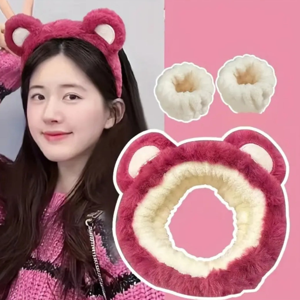 POPPIN - Bandeau de lavage de tête & poignets - réf Brown Bear ( 3pcs )