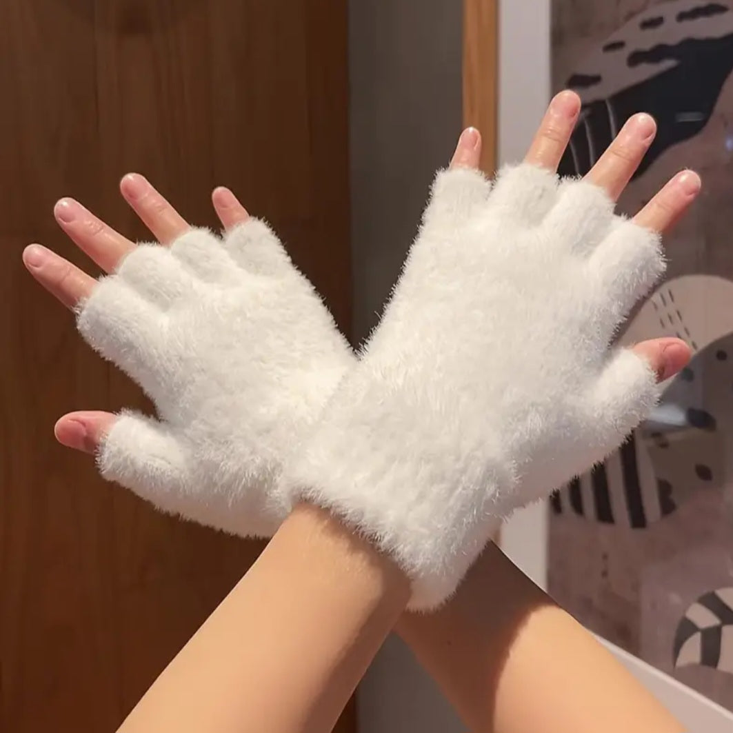 POPPIN - Winter Fuzzy Gloves - réf White