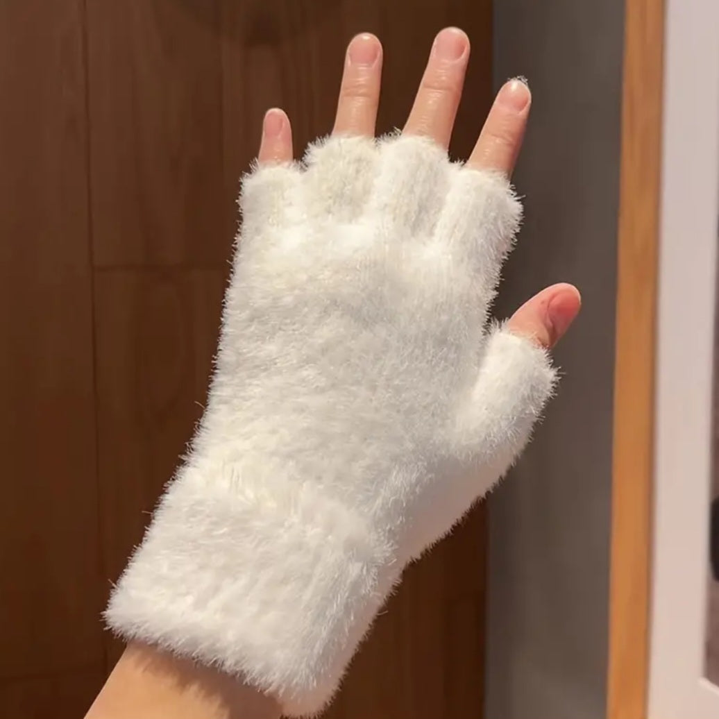 POPPIN - Winter Fuzzy Gloves - réf White