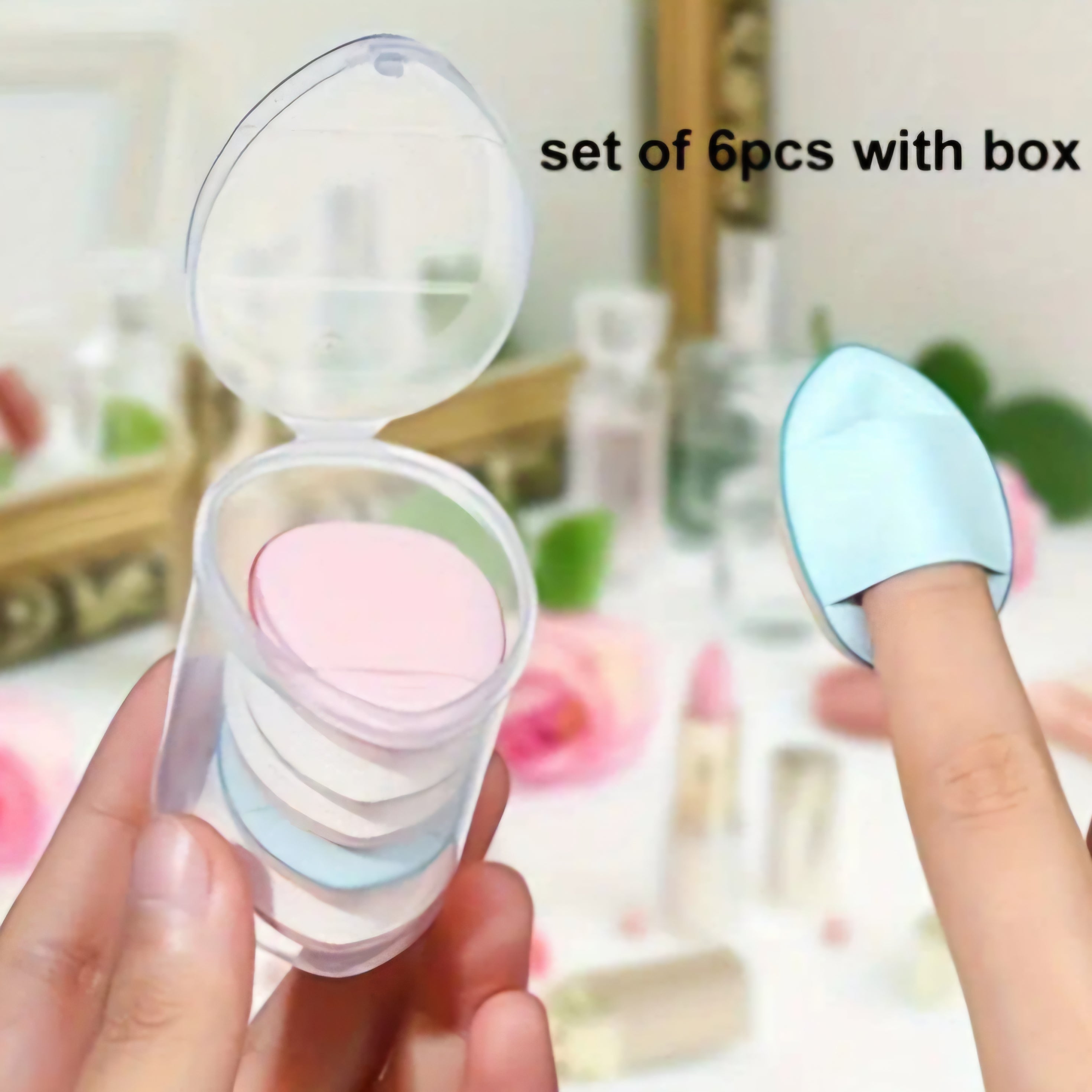 POPPIN - Mini Powder Puff Box - réf Apricot ( 6pcs )