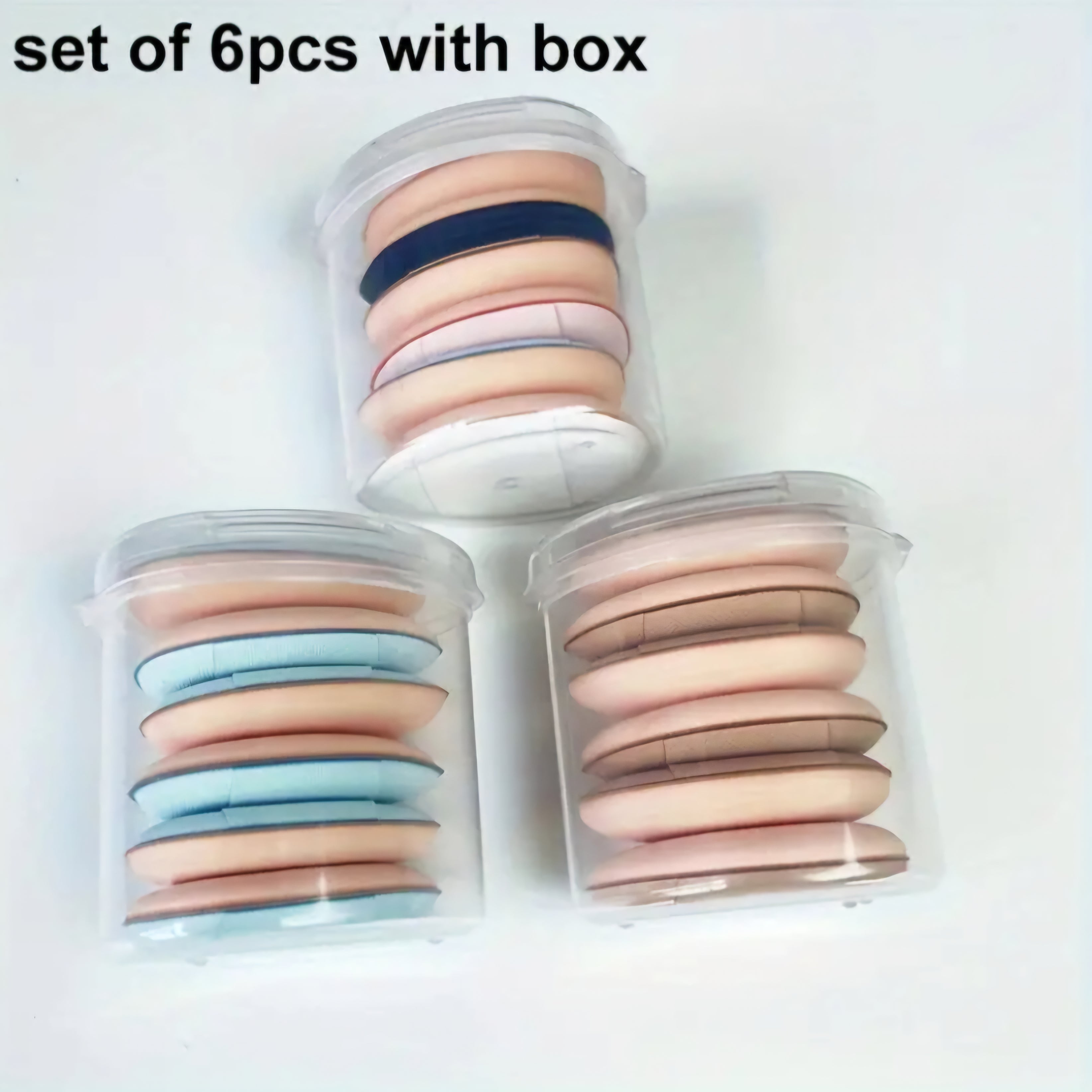 POPPIN - Mini Powder Puff Box - réf Apricot ( 6pcs )