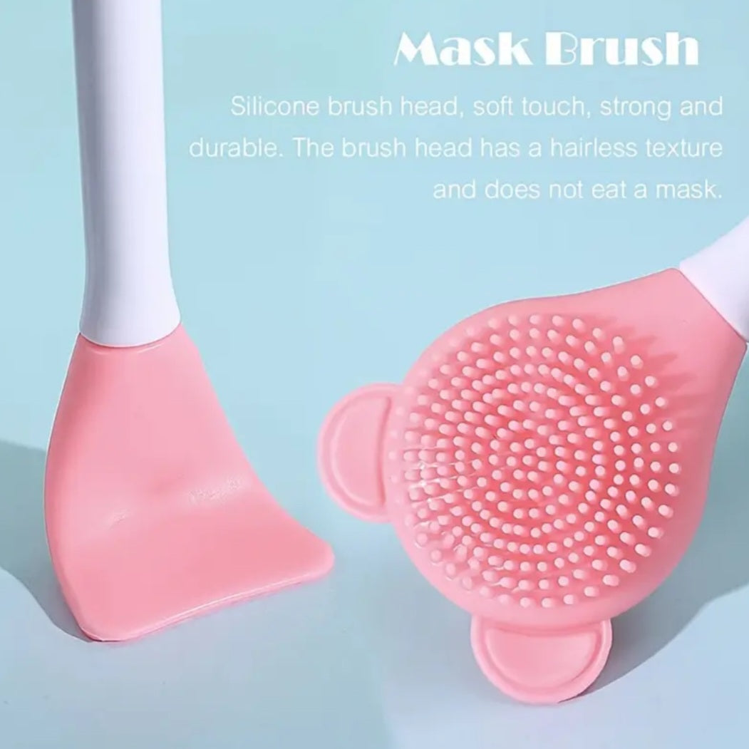 POPPIN - Pinceau en silicone 2 en 1 pour visage - réf Pink