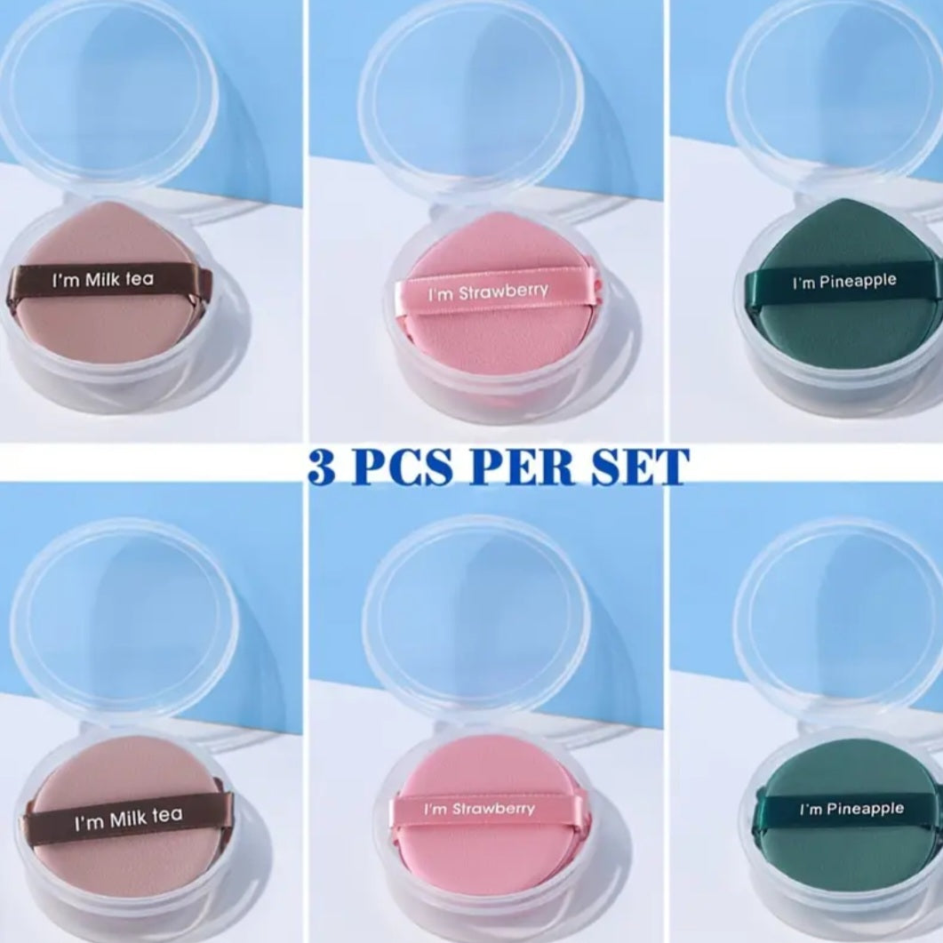 Poppin - Air Cushion Puff - réf I'm Strawberry ( 3pcs )