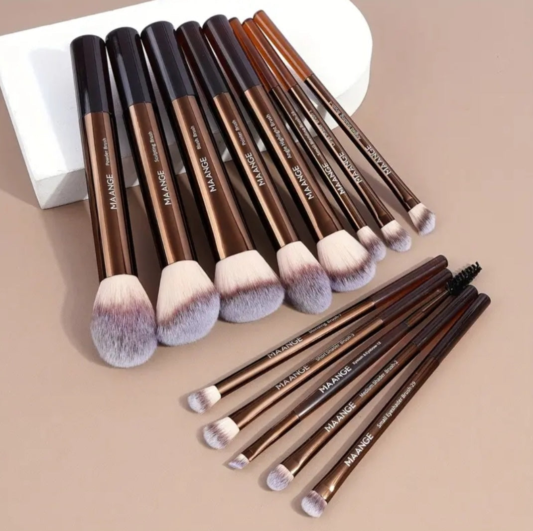 MAANGE - Ensemble de pinceaux de maquillage Dorés ( 13 pièces )