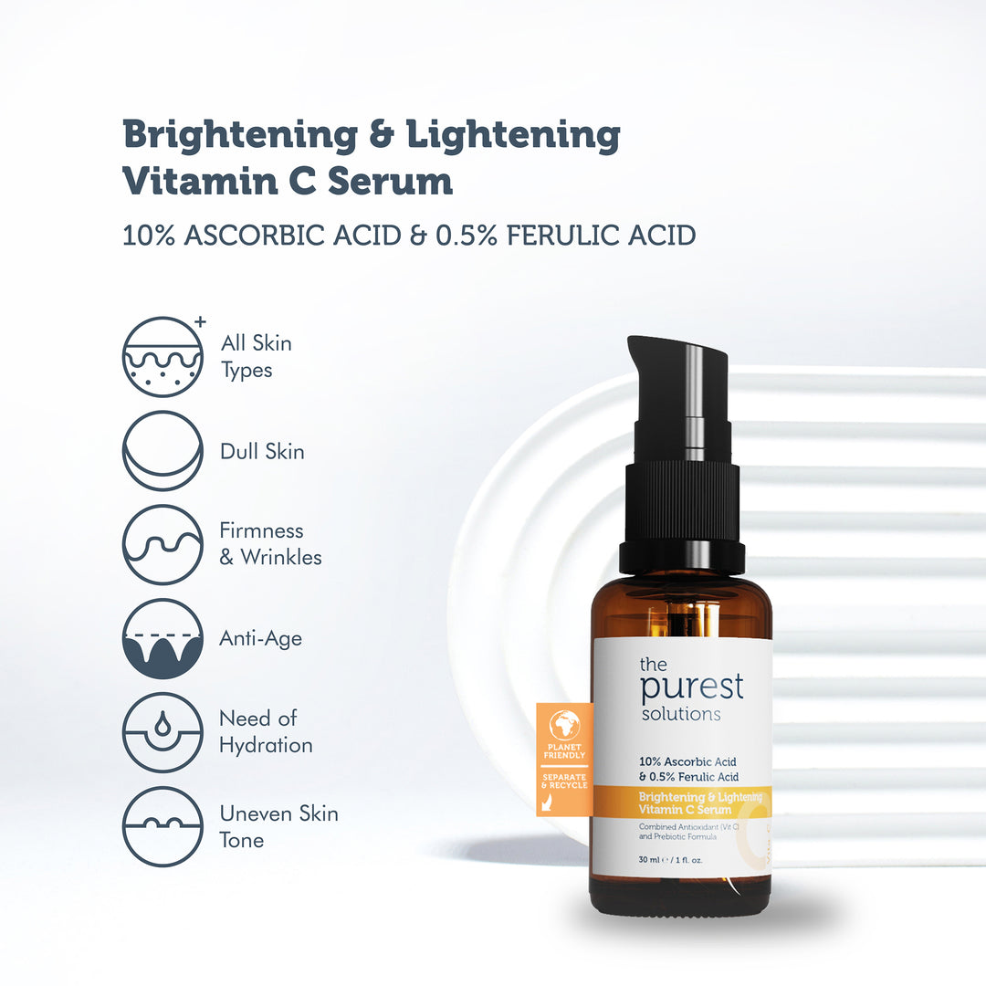 THE PUREST SOLUTIONS - Vitamin C Serum 10% Ascorbic Acid & 0.5% Ferulic Acid - 30ml