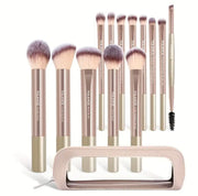 MAANGE - Ensemble de 13 Pinceaux Dorés + Trousse