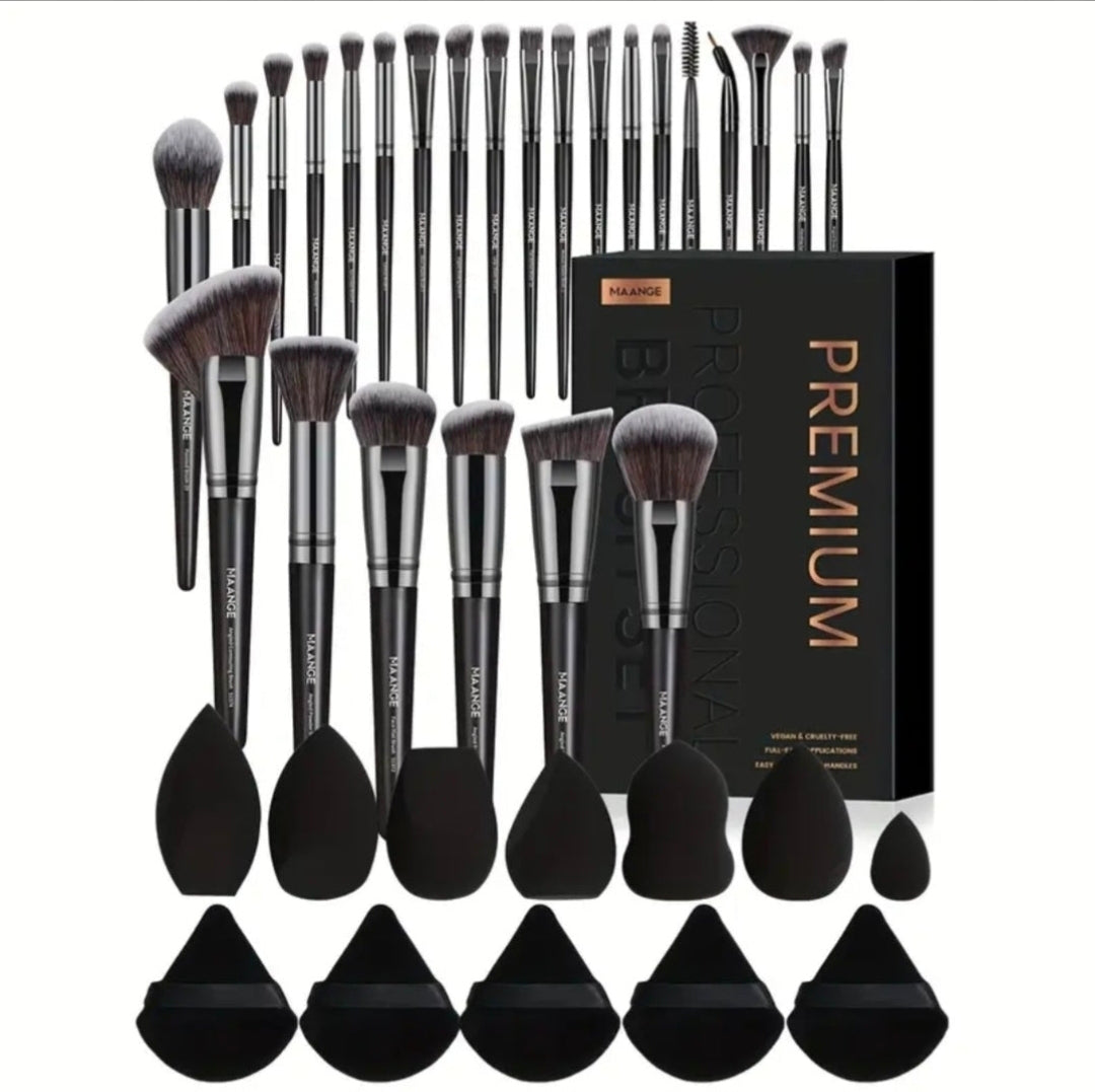 MAANGE - Ensemble de 25 pinceaux de maquillage Premium + 7 éponges + 5 Puff