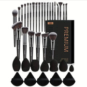 MAANGE - Ensemble de 25 pinceaux de maquillage Premium + 7 éponges + 5 Puff