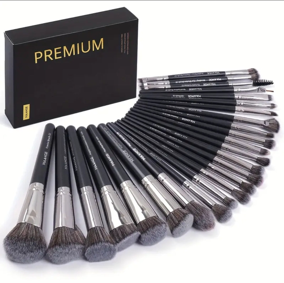 MAANGE - Ensemble de 25 pinceaux de maquillage Premium + 7 éponges + 5 Puff