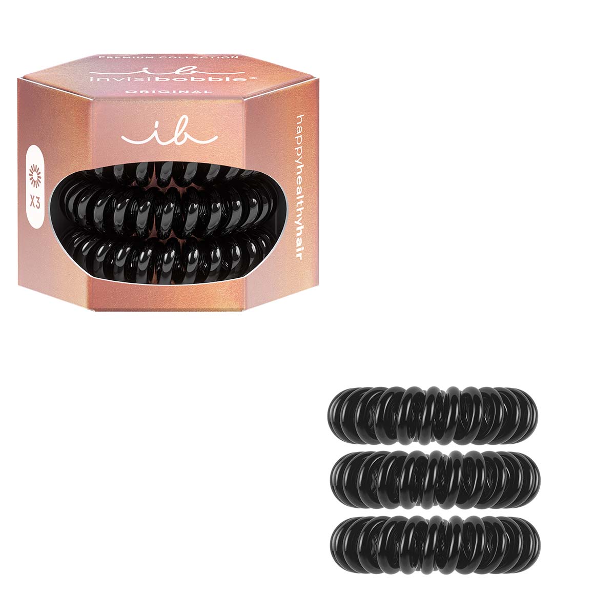 INVISIBOBBLE - Élastique à cheveux, Original Premium Pretzel - réf True Black ( 3pcs)