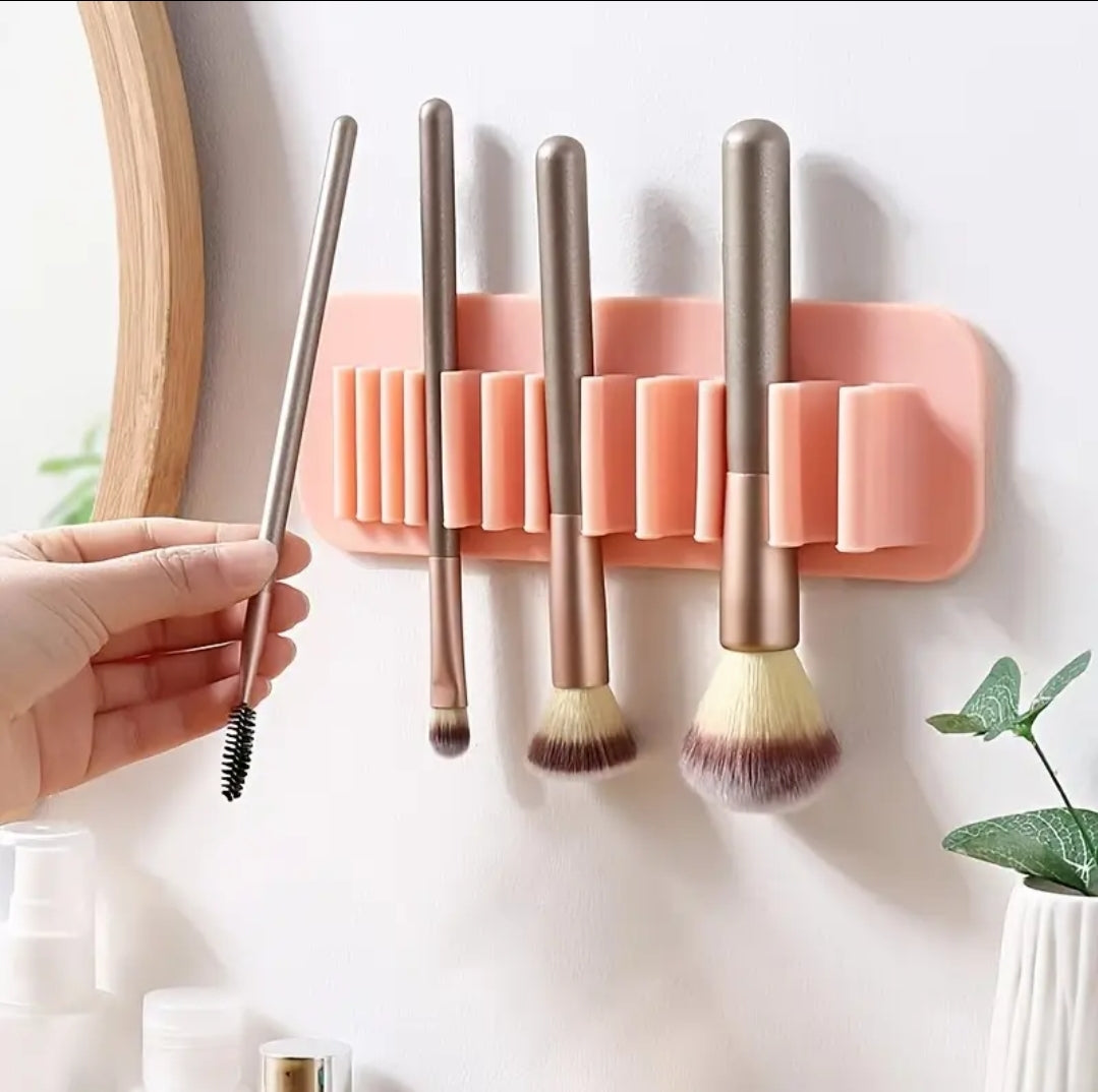 POPPIN - Porte-Pinceaux de Maquillage en Silicone, Support Mural Sans Brosses - réf Pink Saumon