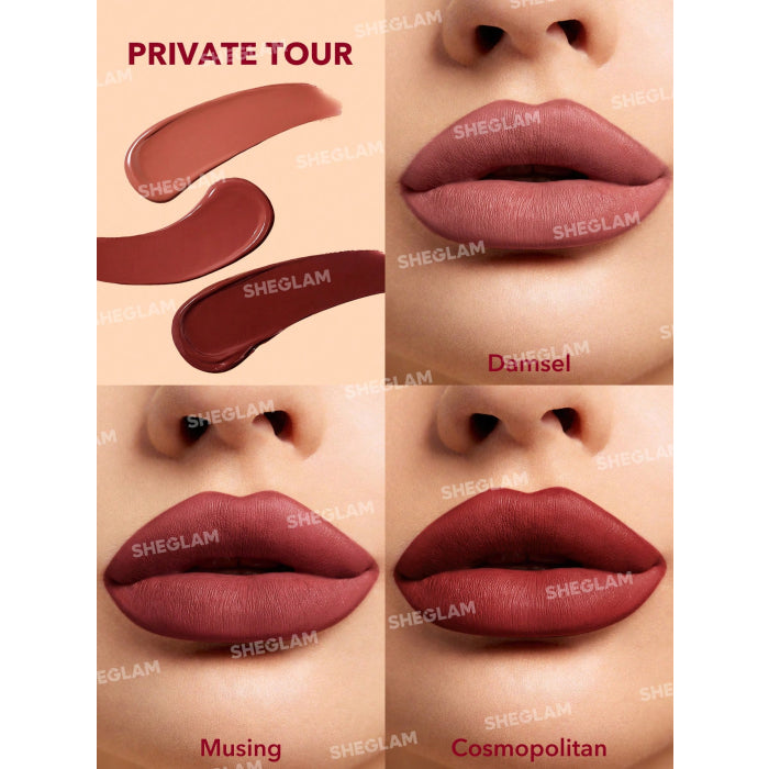 SHEGLAM - Matte Allure Mini Liquide, Coffret de 3 mini rouges à lèvres - réf Feel Real