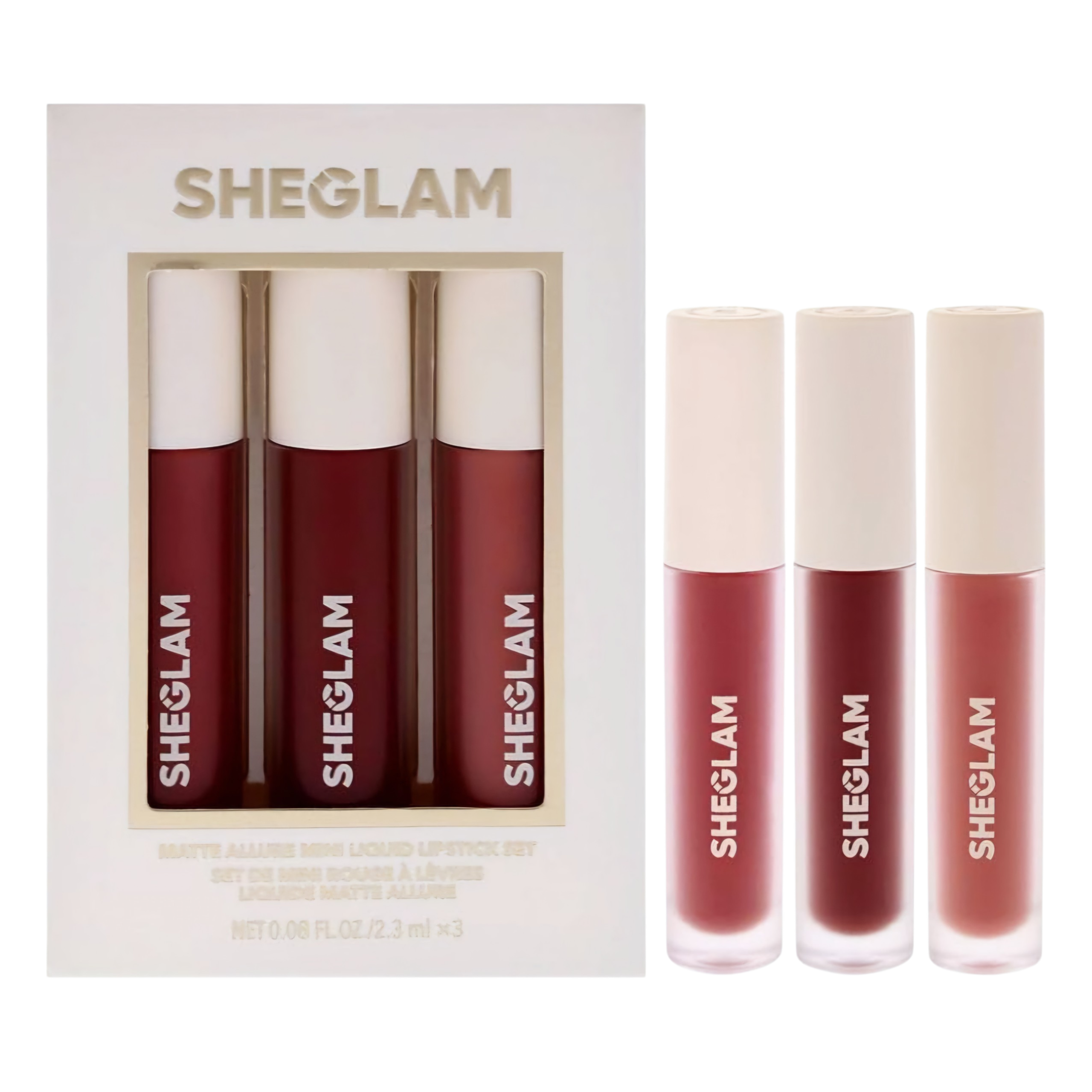 SHEGLAM - Matte Allure Mini Liquide, Coffret de 3 mini rouges à lèvres - réf Feel Real