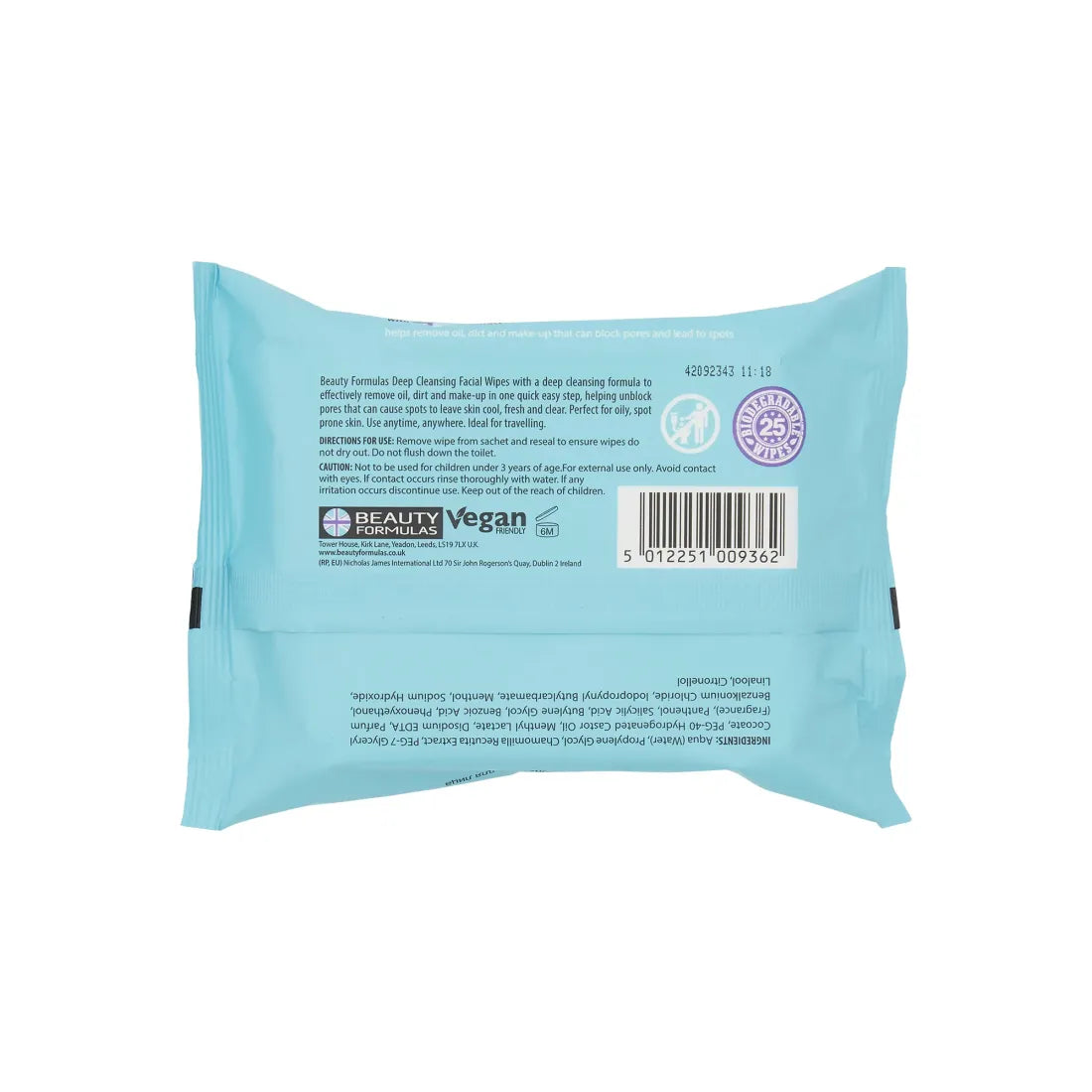 BEAUTY FORMULAS - Lingettes Deep Cleansing Facial Wipes - 25 Lingettes